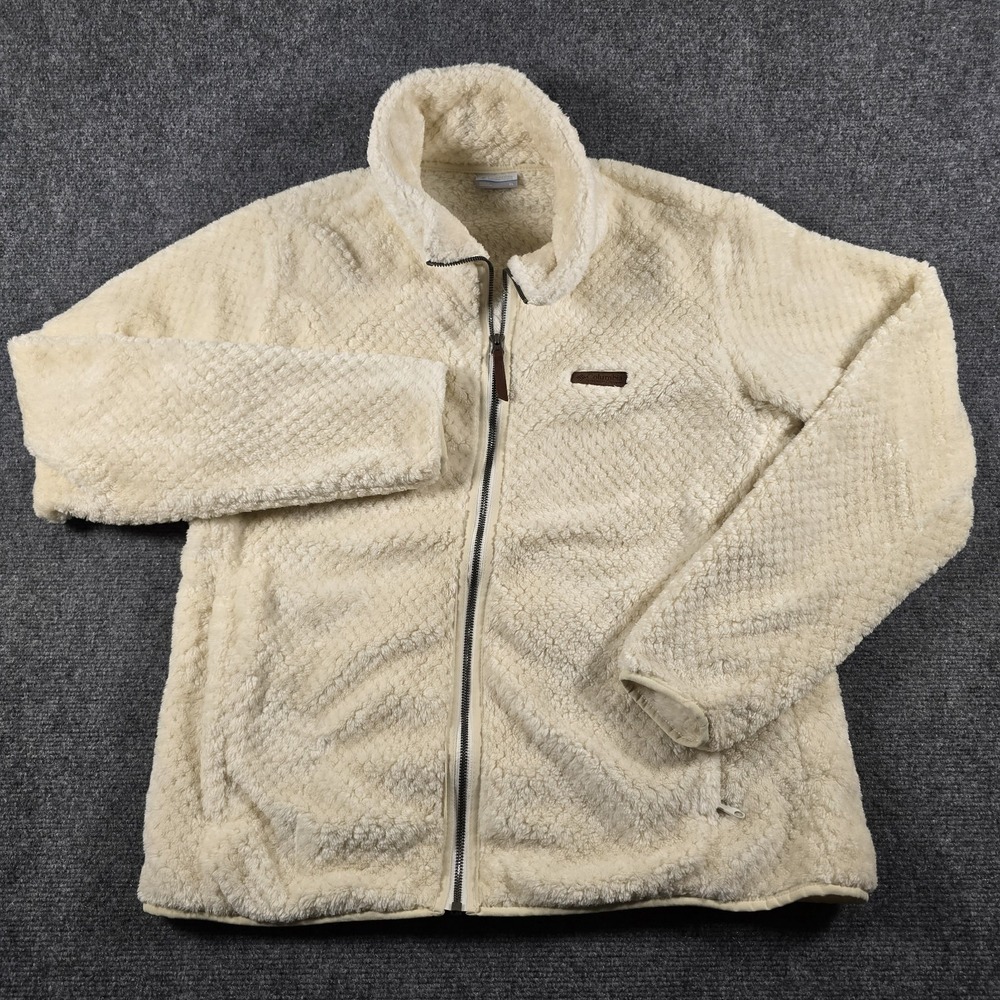 Columbia Sherpa Fleece Jacket Cream Full Zip Cozy Teddy XL